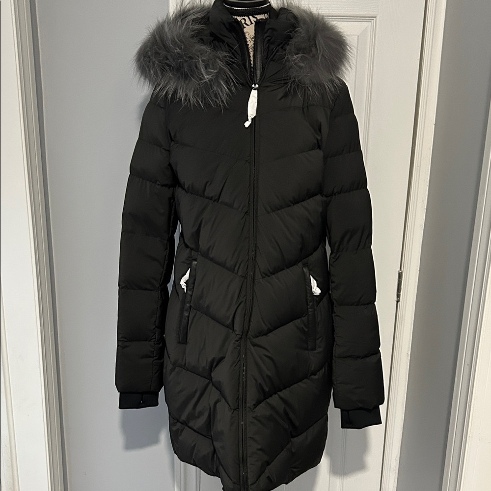 Women's Black Rudsak Mya Puffer Coat with Removable Fur Hood